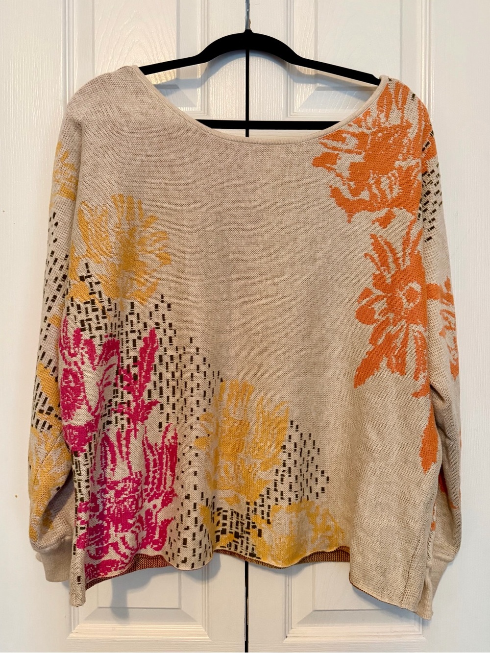 Anthropologie Off-the-Shoulder Floral Knit